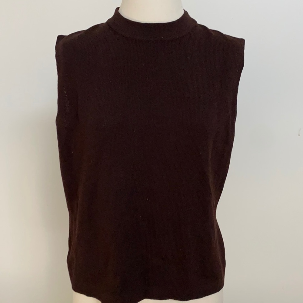 St John collection knit chocolate brown shell